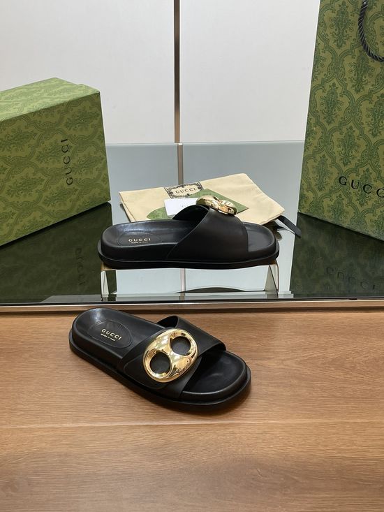Gucci Nautical Chain Leather Slide Sandals Premium Quality