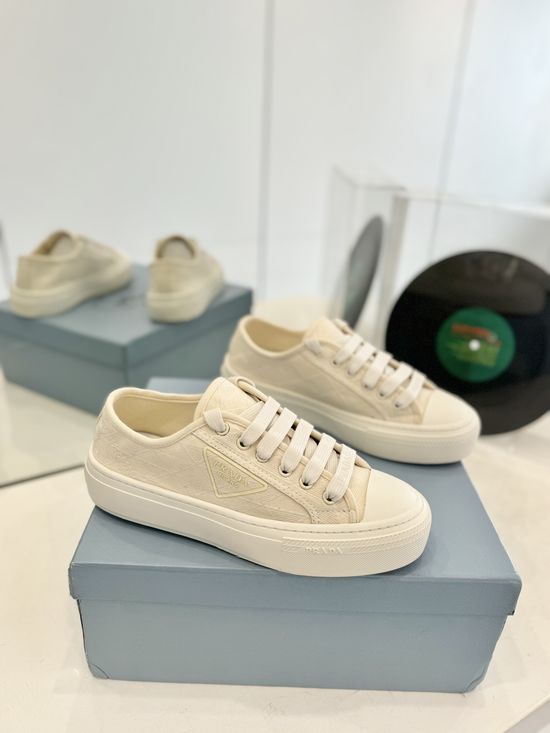 Prada Embroidered Canvas Lightweight Classic Daily Casual Sneakers