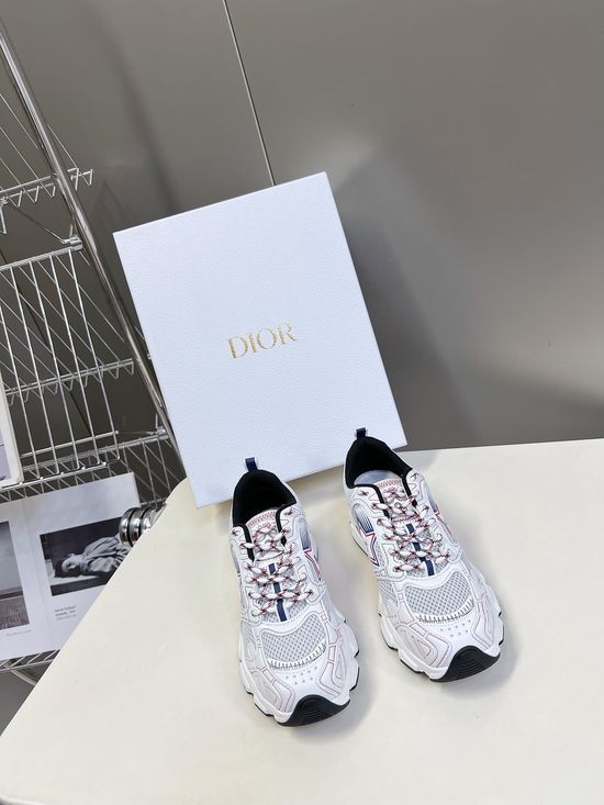 Christian Dior Casual Mesh Sneakers with Embossed Logo Comfortable Sole
