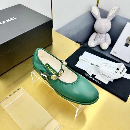 Chanel Vintage Style Flats with Decorative Metal Accents