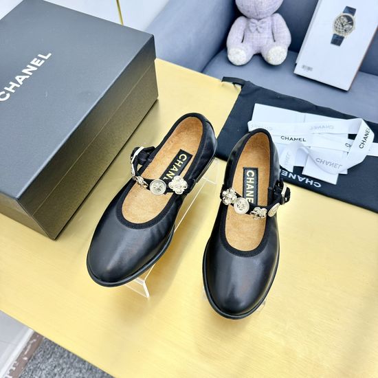 Chanel Vintage Style Flats with Decorative Metal Accents
