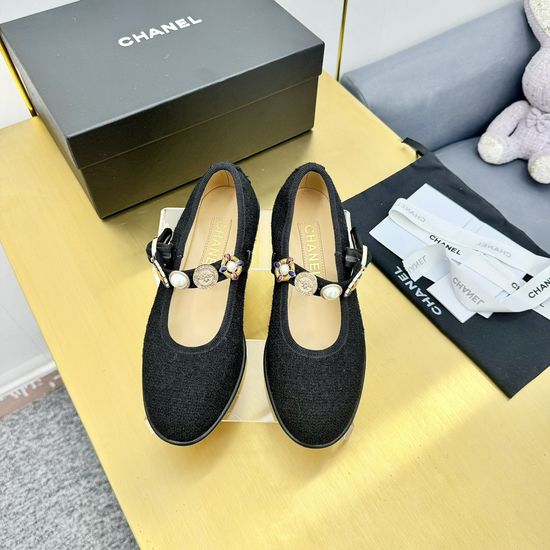 Chanel Vintage Style Flats with Decorative Metal Accents