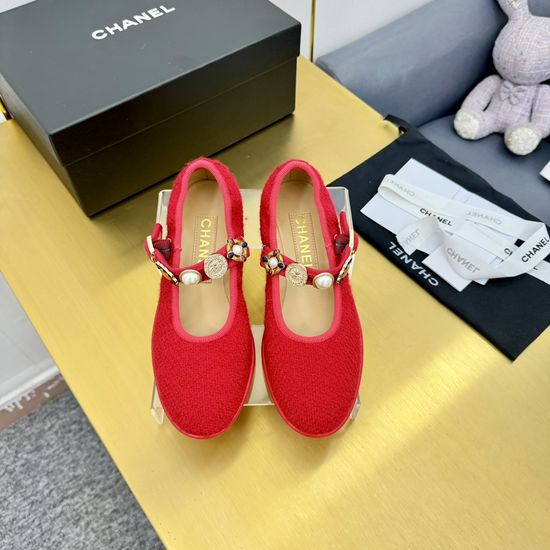 Chanel Vintage Style Flats with Decorative Metal Accents