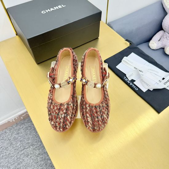 Chanel Vintage Style Flats with Decorative Metal Accents