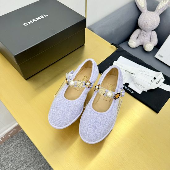 Chanel Vintage Style Flats with Decorative Metal Accents