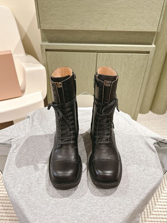 Miu Miu Genuine Leather Ankle And Knee High Fashion Boots