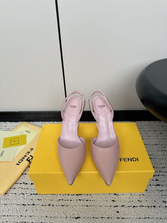 Fendi Cone Toe Ankle Strap Leather High Heel Sandals