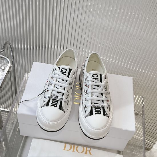 Christian Dior Embroidered Thick Sole Casual Sneakers Comfortable For Daily Wear