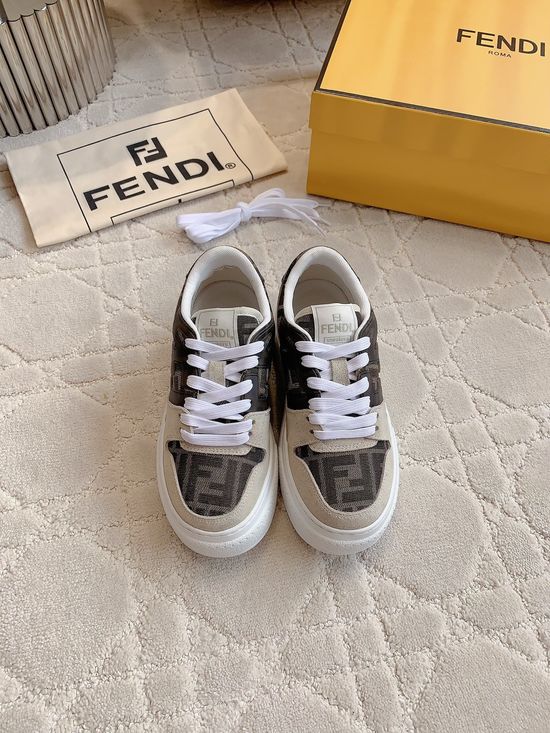 Fendi Cowhide Suede Thick Sole Casual Comfortable Sneakers