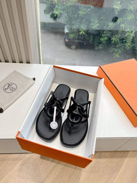 Hermes Comfortable Wedge Heel Casual Slide Sandals