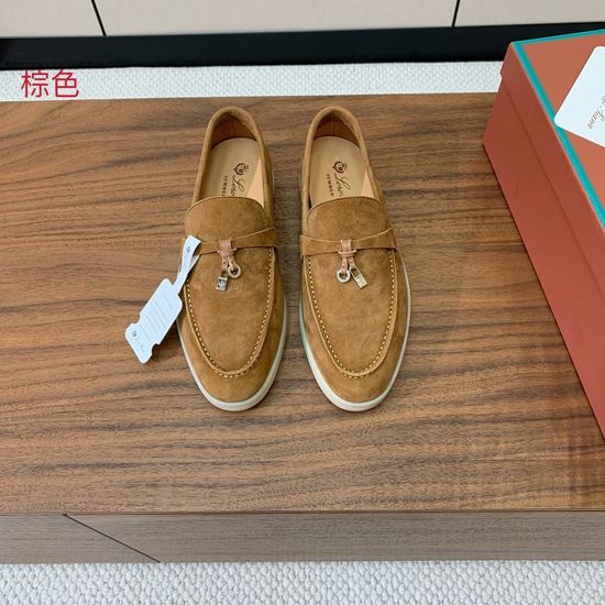Loro Piana Suede Loafers Hand-Stitched Leather Sole Lined Shoes