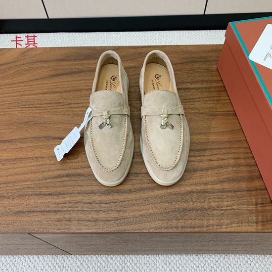 Loro Piana Suede Loafers Hand-Stitched Leather Sole Lined Shoes