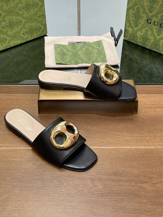Gucci Nautical Chain Leather Flat Slide Sandals Premium Quality