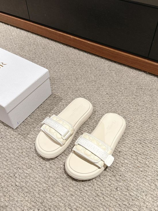 Christian Dior Soft Lambskin Adjustable Velcro Casual Slide Slippers