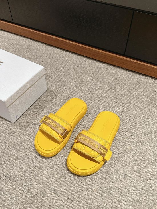 Christian Dior Soft Lambskin Adjustable Velcro Casual Slide Slippers