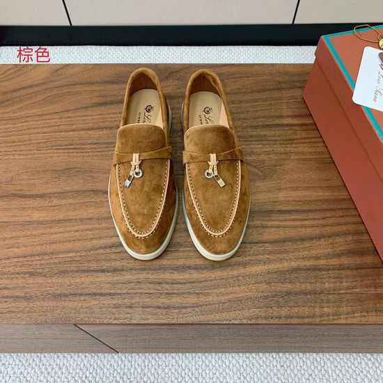 Loro Piana Stitched Edge Loafers Silky Suede Upper Comfortable Lining Anti-slip Sole