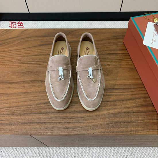 Loro Piana Stitched Edge Loafers Silky Suede Upper Comfortable Lining Anti-slip Sole