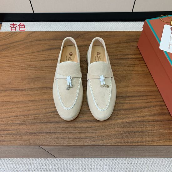 Loro Piana Stitched Edge Loafers Silky Suede Upper Comfortable Lining Anti-slip Sole