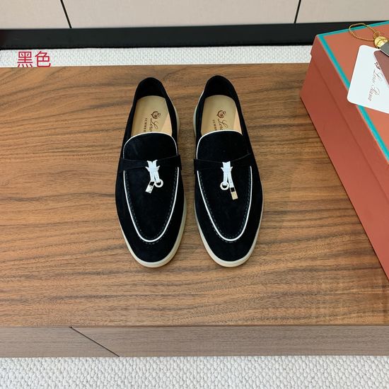 Loro Piana Stitched Edge Loafers Silky Suede Upper Comfortable Lining Anti-slip Sole