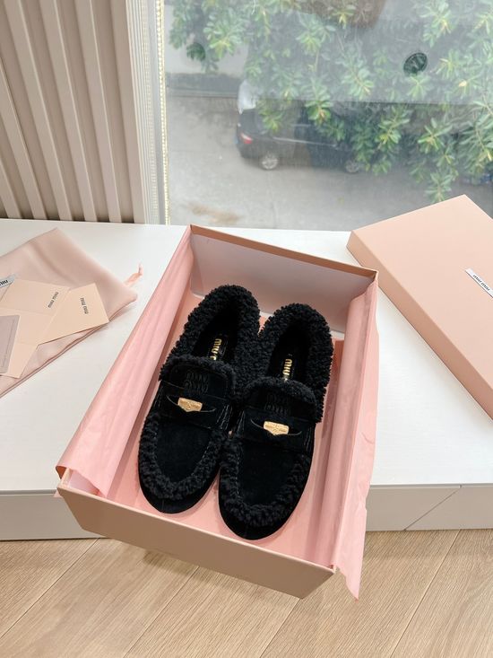 Miu Miu Premium Fleece Lined Comfort Loafers