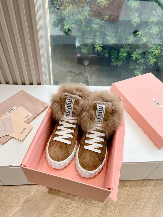 Miu Miu Shearling Lined Warm Winter Ankle Boots