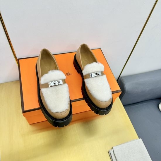 Hermes Premium Leather Wool Lined Handcrafted Casual Shoes