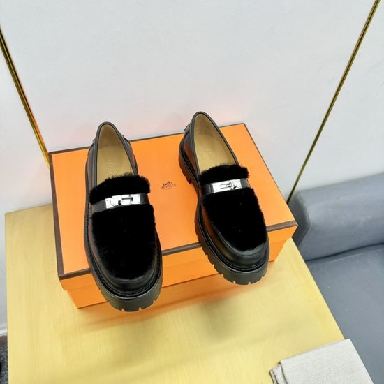 Hermes Premium Leather Wool Lined Handcrafted Casual Shoes
