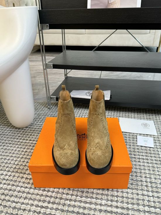 Hermes Premium Leather Low Ankle Fashion Chelsea Boots