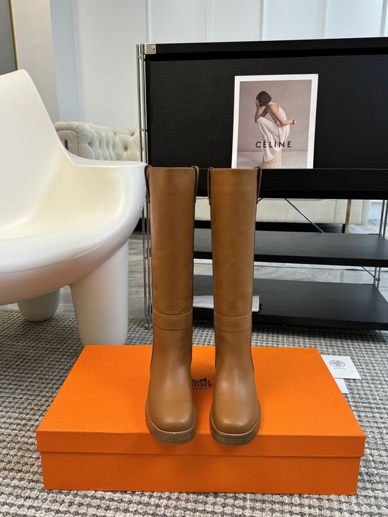 Hermes Premium Leather Knee High Fashion Riding Boots