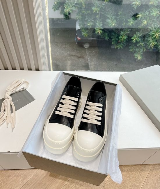 Rick Owens High-top Full Grain Cowhide Casual Sneakers Leather Upper