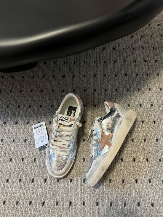 Golden Goose Vintage Distressed Casual Thick Sole Sneakers with Silver Detail