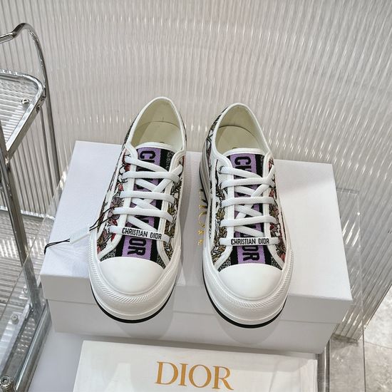 Christian Dior Embroidered Thick Sole Casual Sneakers Comfortable For Daily Wear