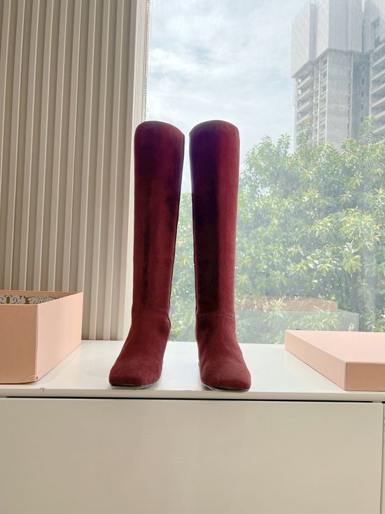 Miu Miu Premium Runway Style Leather Boots with Soft Lining