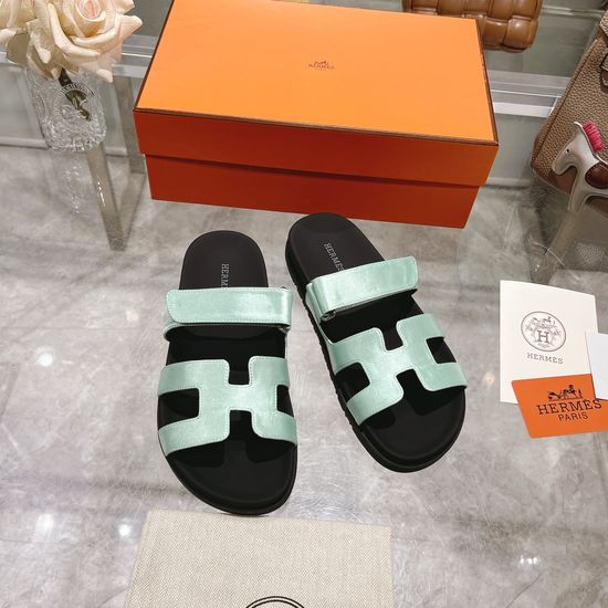 Hermes Silk Upper Non Slip Casual Open Toe Slides