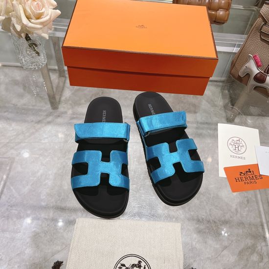 Hermes Silk Upper Non Slip Casual Open Toe Slides