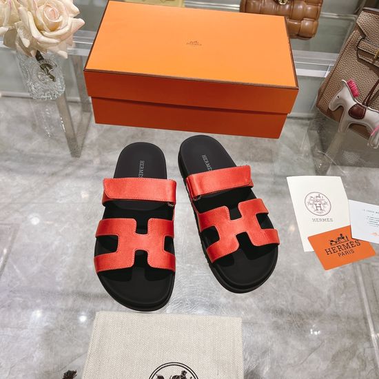 Hermes Silk Upper Non Slip Casual Open Toe Slides