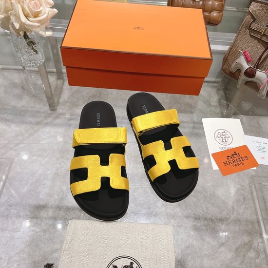 Hermes Silk Upper Non Slip Casual Open Toe Slides