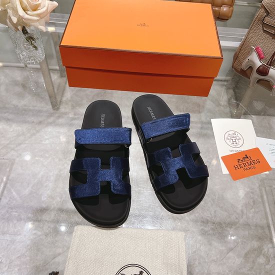 Hermes Silk Upper Non Slip Casual Open Toe Slides