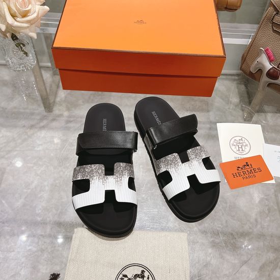Hermes Lizard Skin Textured Comfort Open Toe Slides