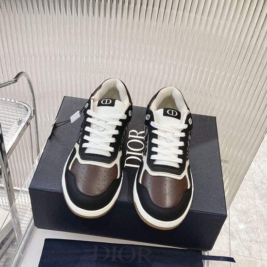 Christian Dior Premium Leather Color Block Casual Sneakers