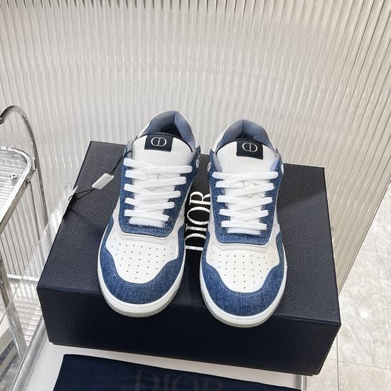 Christian Dior Premium Leather Color Block Casual Sneakers