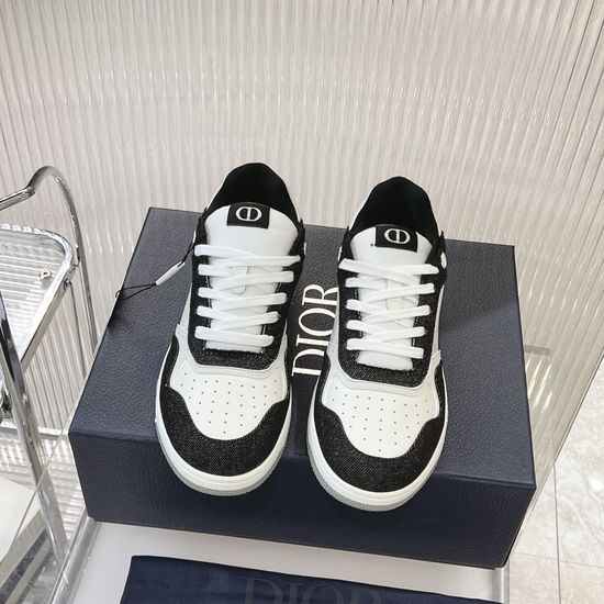Christian Dior Premium Leather Color Block Casual Sneakers