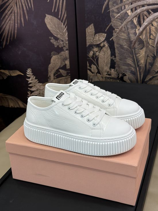 Miu Miu Classic Thick Sole Casual Leather Sneakers