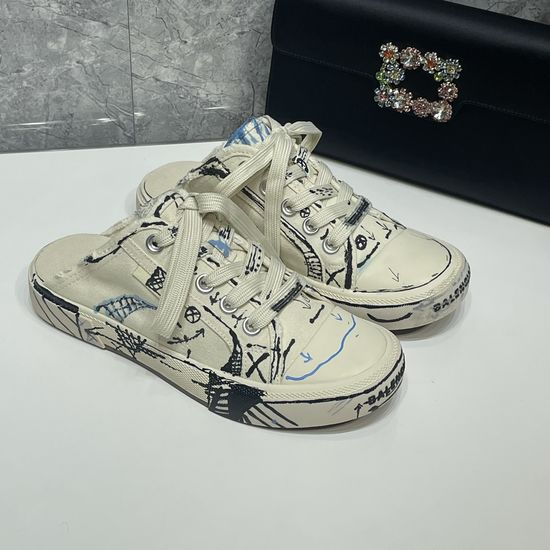Balenciaga Vintage Distressed Graffiti Canvas Casual Shoes