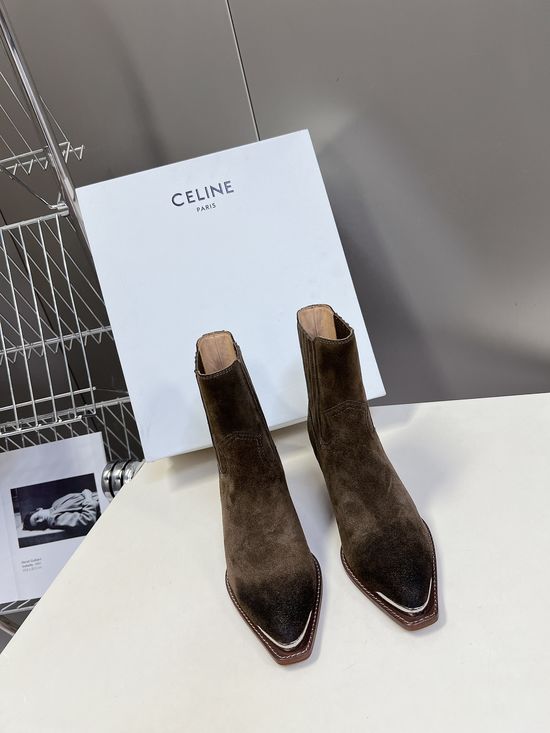 Celine Premium Leather Ankle Boots with Retro Logo Detail