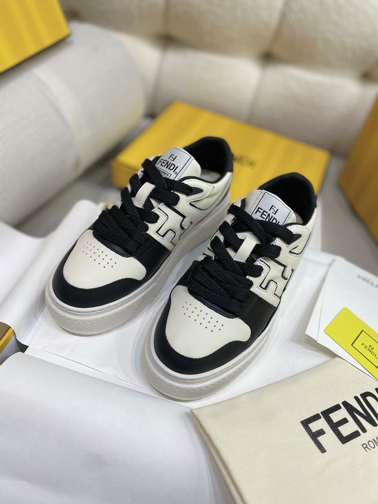 Fendi Premium Leather Thick Sole Low Top Casual Sneakers
