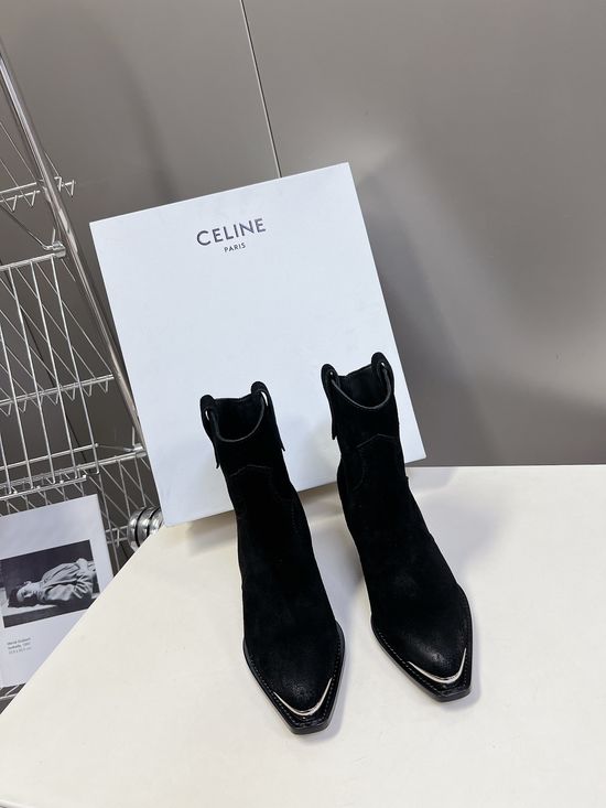 Celine Premium Leather Ankle Boots with Retro Logo Detail