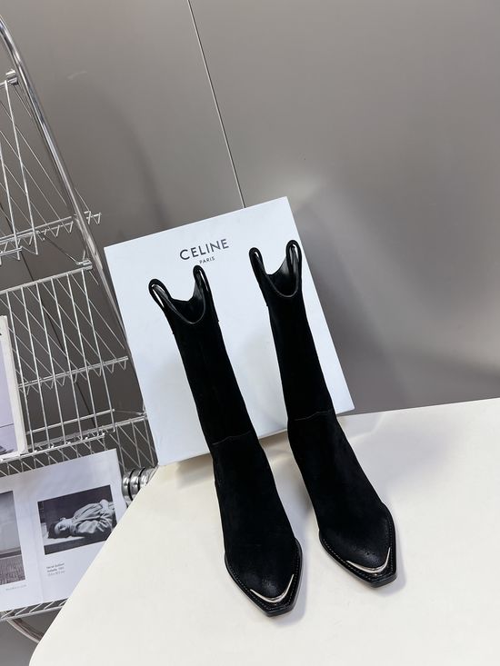 Celine Premium Leather Ankle Boots with Retro Logo Detail