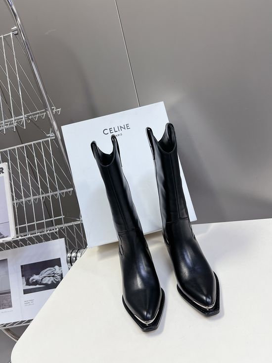 Celine Premium Leather Ankle Boots with Retro Logo Detail