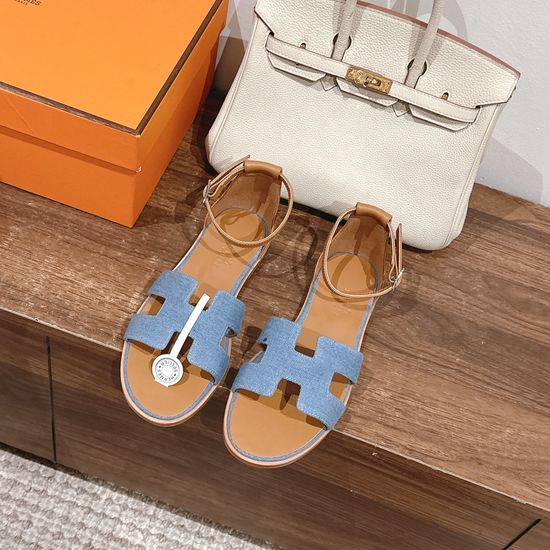 Hermes Classic Handmade Enamel Leather Sandals Casual Daily Style